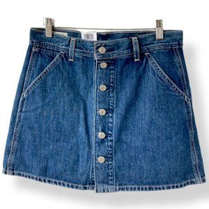 Levis Women's Premium Button Front Denim Utility Skirt Big "E" NWT $80